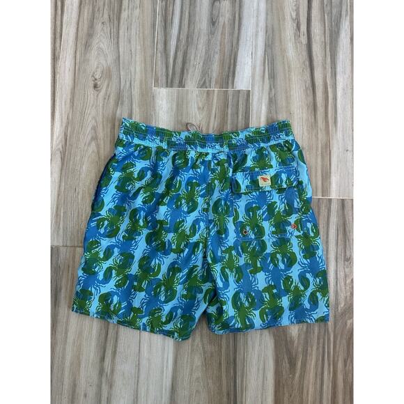 Ted Baker Swim Trunks Lined Shorts Lobster 4/L Green Blue Hawaiian Spring Break - Picture 2 of 8